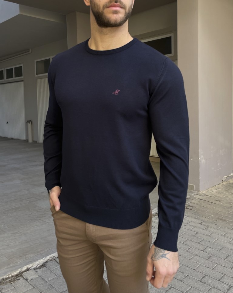 Us Grand Polo ανδρική μπλε πλεκτή μπλούζα USTR200B φωτογραφία